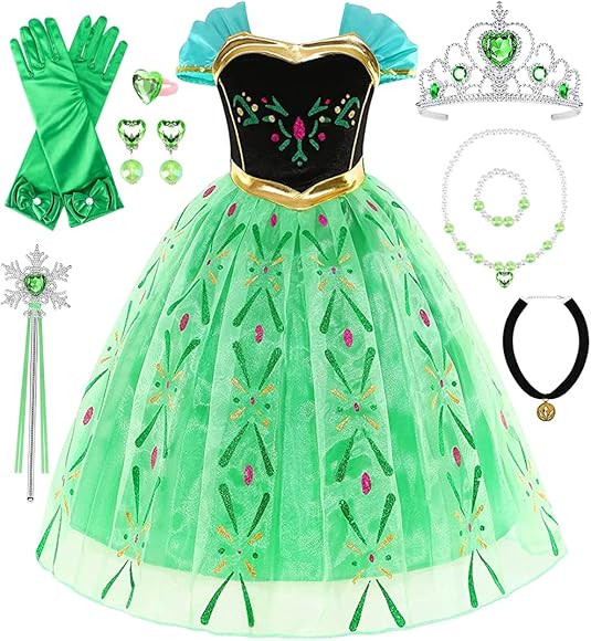 Ragazza Bambina Vestito Abito,Principessa Anna Costume Bambina Vestito con Collane Bacchetta Corona  | Amazon (IT)