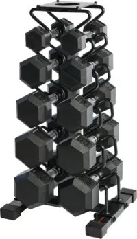 ETHOS 150 lb Rubber Hex Dumbbell Set+ Rack | DICK'S Sporting Goods