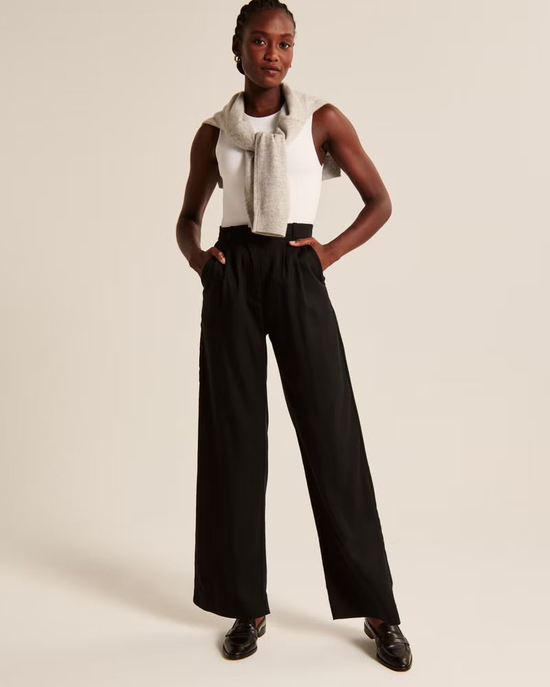 Tailored Lightweight Drapey Wide Leg Pants | Abercrombie & Fitch (US)