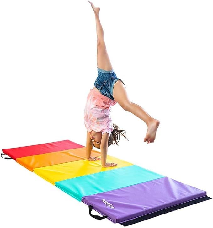 HearthSong 5-Panel Colorful Rainbow Folding Kids' Gymnastics Tumbling Mat for Active Play, with C... | Amazon (US)