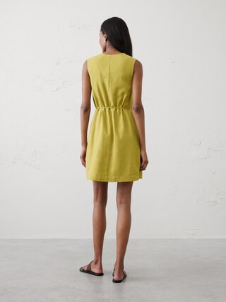 Linen-Blend Button-Front Above-Knee Dress | Banana Republic Factory