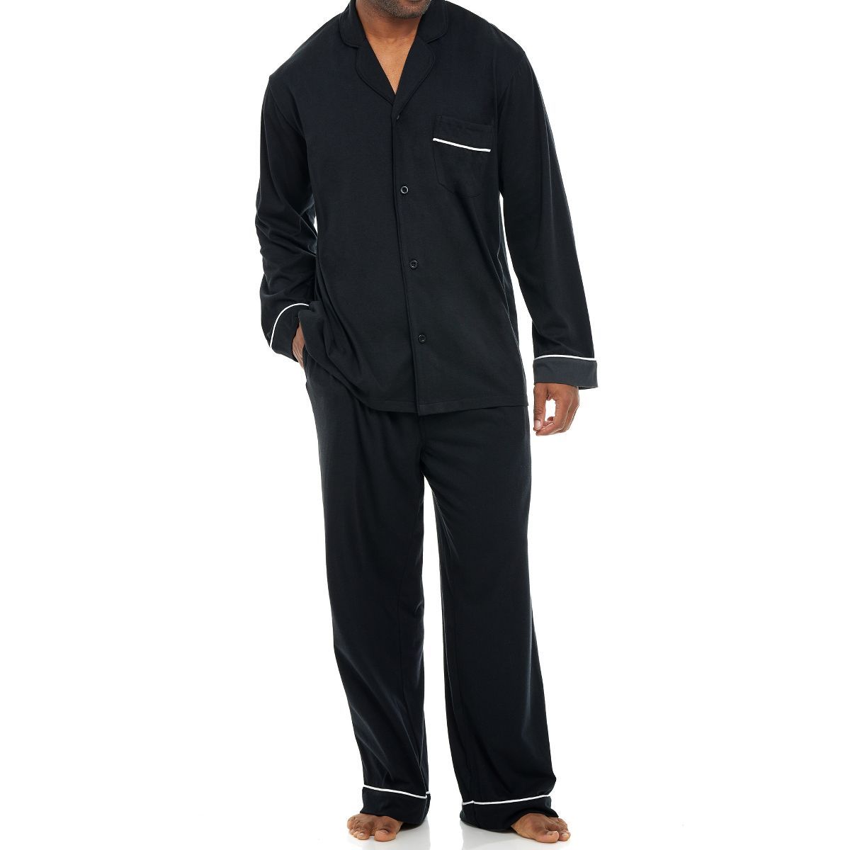 Men's Soft Cotton Knit Jersey Pajamas Lounge Set, Long Sleeve Shirt and Pants with Pockets | Target