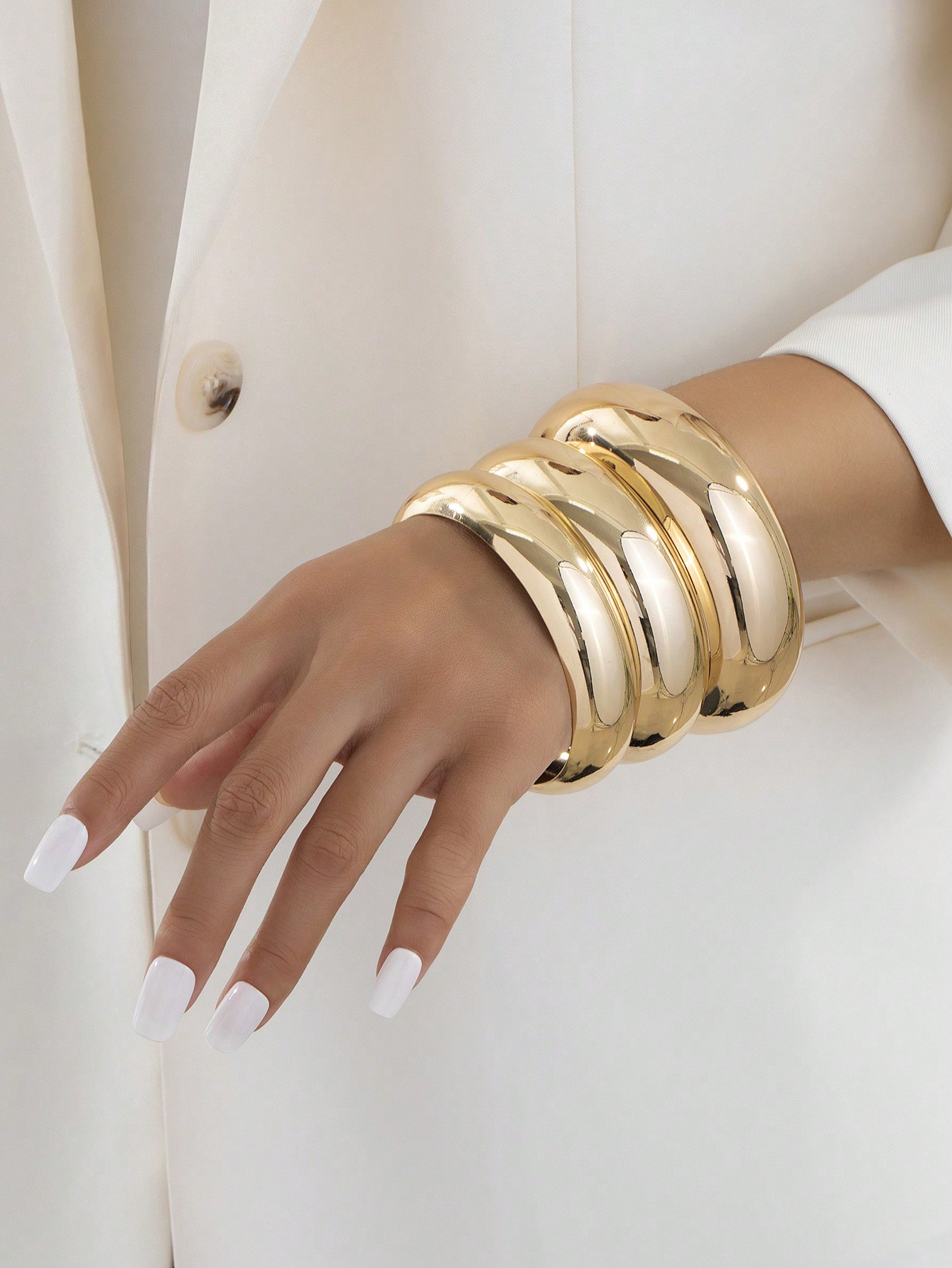 3pcs Fashionable Exaggerated High-End Wide Bangle Bracelets For Women, Everyday & Gift | SHEIN US... | SHEIN