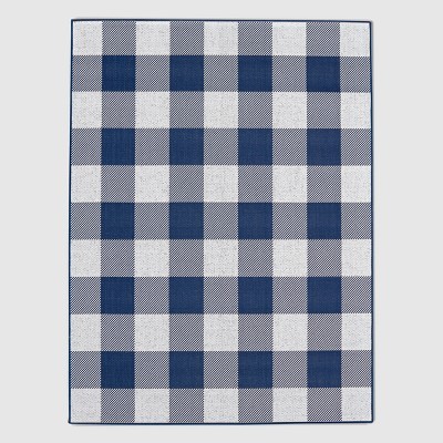 30" x 50" Buffalo Plaid Outdoor Rug Navy - Threshold™ | Target