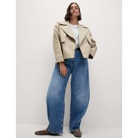 M&S Collection Women's Mid Rise Relaxed Horseshoe Jeans - 12REG - Medium Indigo, Medium Indigo,Black | Marks & Spencer (UK)