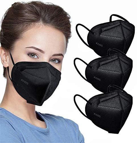 50pcs KN95 Face Mask Black 5 Layer Cup Dust Safety Masks Filter Efficiency≥95% Breathable Elastic Ea | Amazon (US)