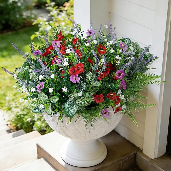 Hrobek Fake Artificial Flowers for Outdoors Faux Plants Outside Indoor,Realistic UV Resistant Sil... | Amazon (US)