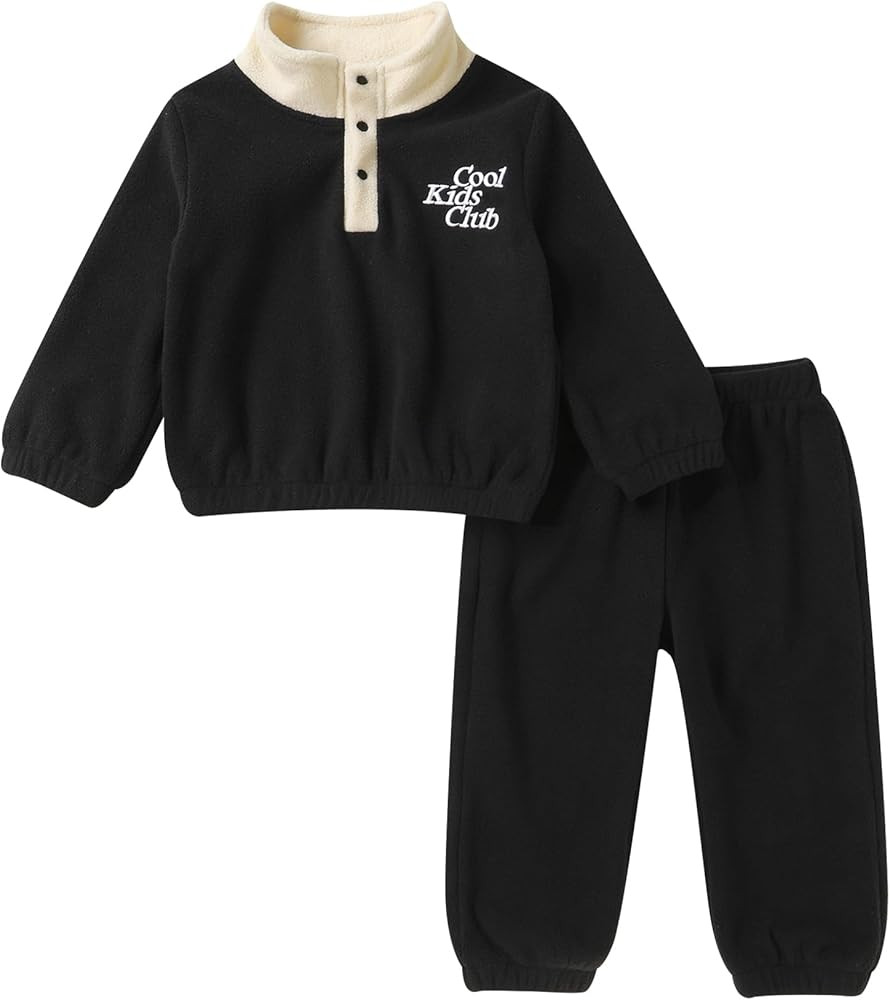 YOUNGER TREE Toddler Boy Girl Clothes Fleece Fall Winter Outfit Baby Long Sleeve Button Sweatshir... | Amazon (US)