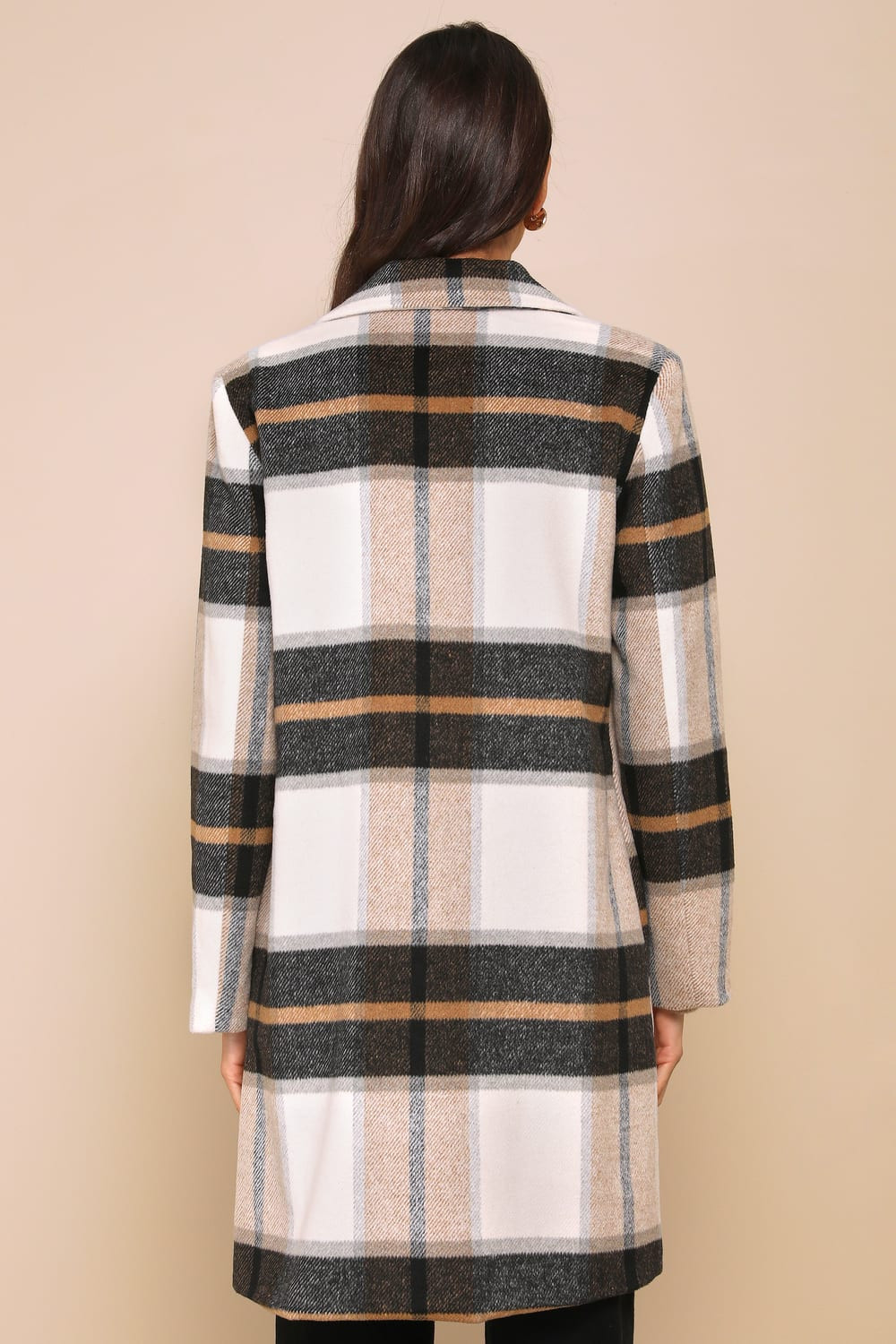 Cher Ivory Plaid Brushed Coat | Lulus
