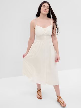 Linen-Blend Corset Midi Dress | Gap (US)