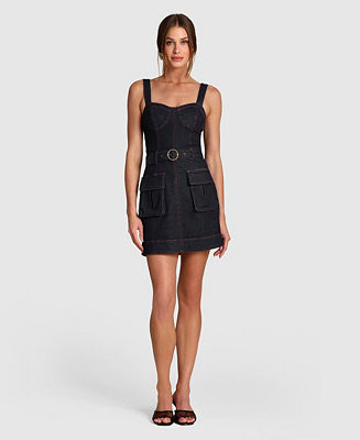 Women’s Utility Denim Sweetheart Neck Mini Dress | Macy's