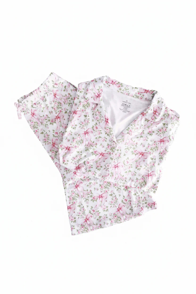 Women's Two Piece Flare Lounge Set | Bows in Bloom | Caden Lane