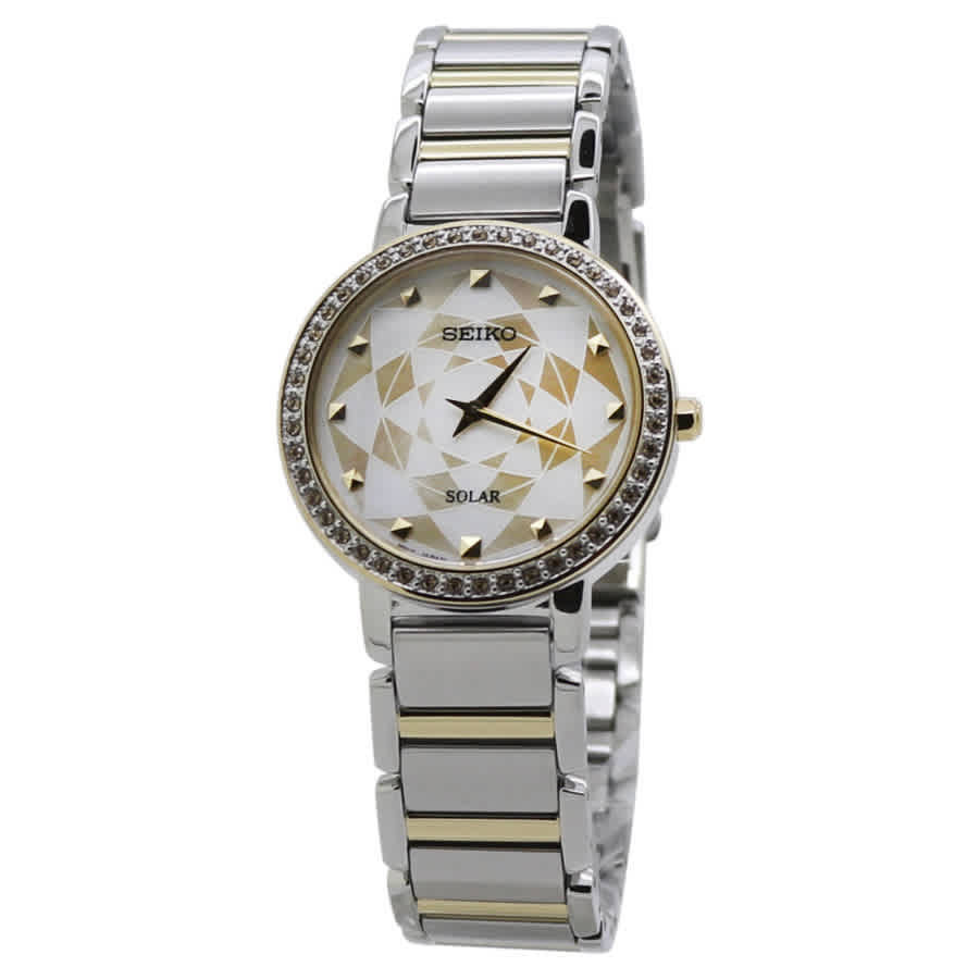 Seiko Crystal Silver Gold Dial Ladies Watch SUP454P1 | Jomashop.com & JomaDeals.com