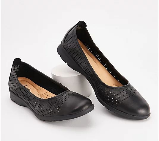 Clarks Collection Perforated Leather Flats - Jenette Ease - QVC.com | QVC
