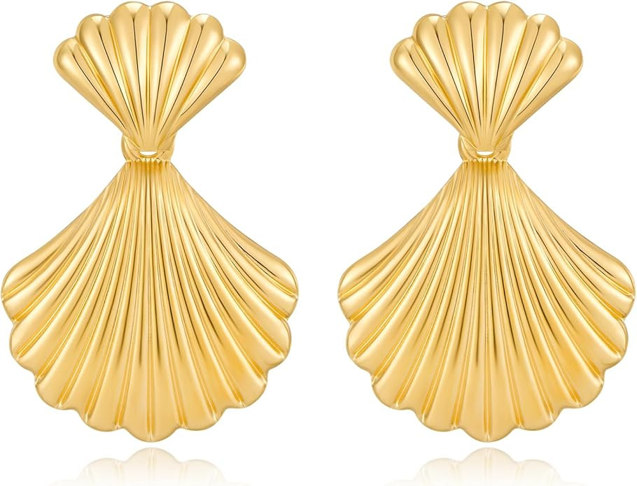 Gold/Silver Shell Dangle Earrings for Women Seashell Drop Dangle Earrings Ocean Beach Earrings Su... | Amazon (US)
