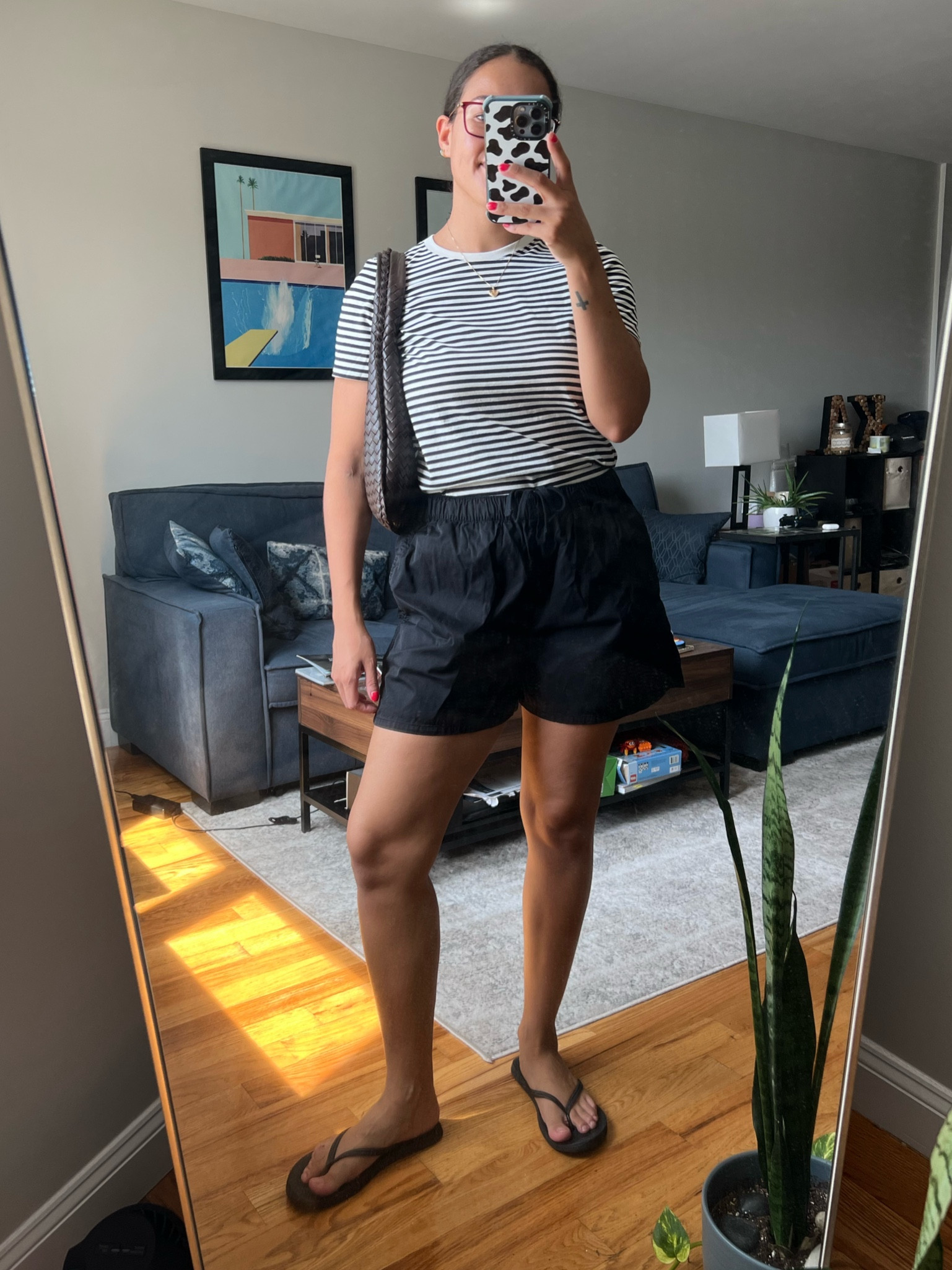 A big trend I’m seeing in stores for fall is a simple striped t-shirt! I have always loved stripes because they are a simple way to elevate an otherwise plain t-shirt. I paired them back to my black cotton twill shorts that I wear religiously in the summer and a simple pair of flip flops.

#LTKstyletip #LTKSeasonal