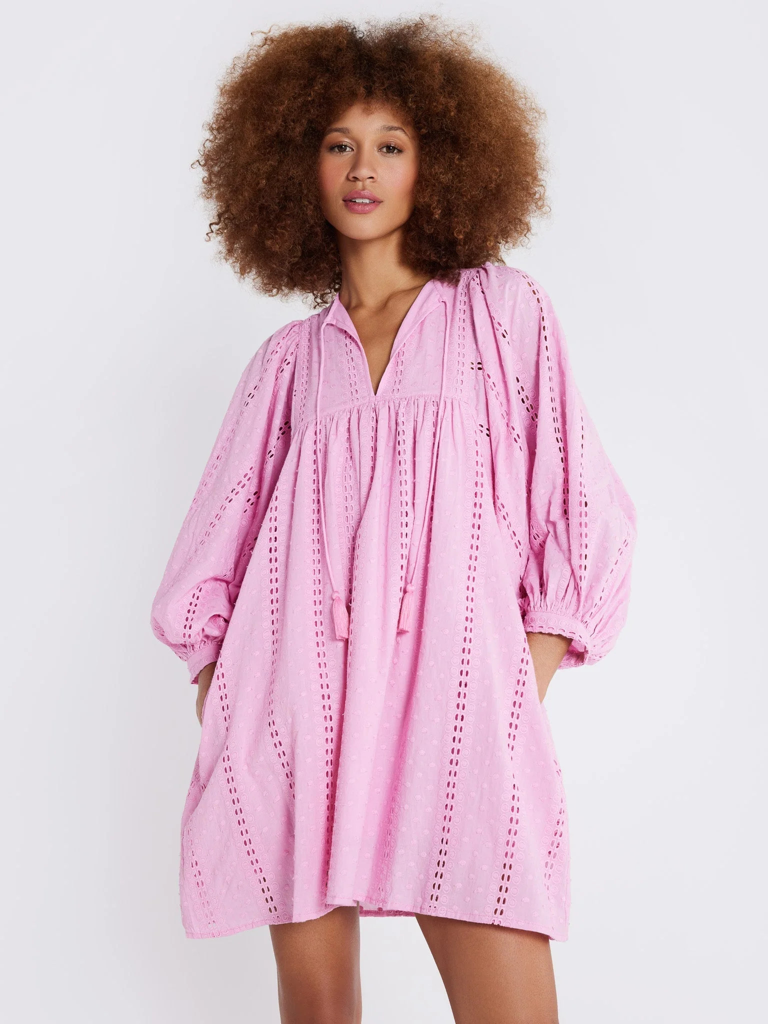 Shop Mille - Daisy Dress in Bubblegum Polka Dot Eyelet | Mille