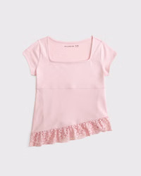 girls lace-trim babydoll tee | girls tops | Abercrombie.com | Abercrombie & Fitch (US)