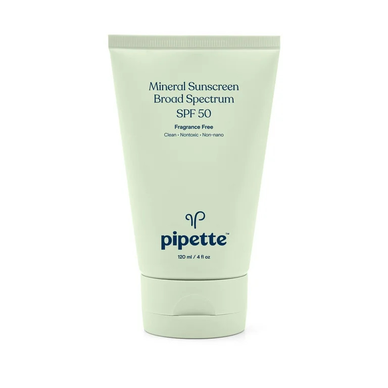 Pipette Baby Sunscreen, SPF 50 Mineral Sunscreen with Zinc Oxide & Squalane, Sensitive Skin, 4fl ... | Walmart (US)