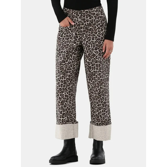 No Boundaries Cuffed Wide Jeans, 32” Inseam, Women’s | Walmart (US)