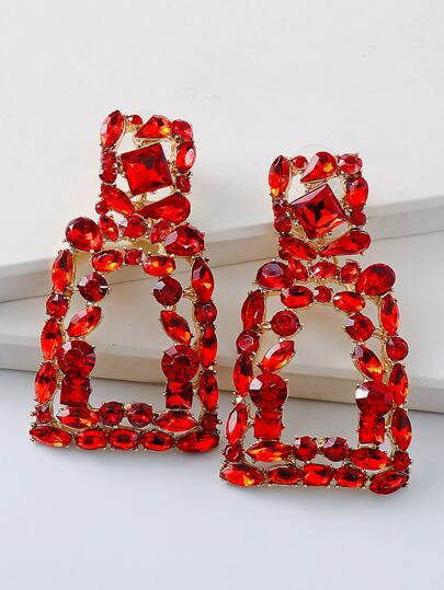 Rhinestone Decor Geometric Drop Earrings | SHEIN