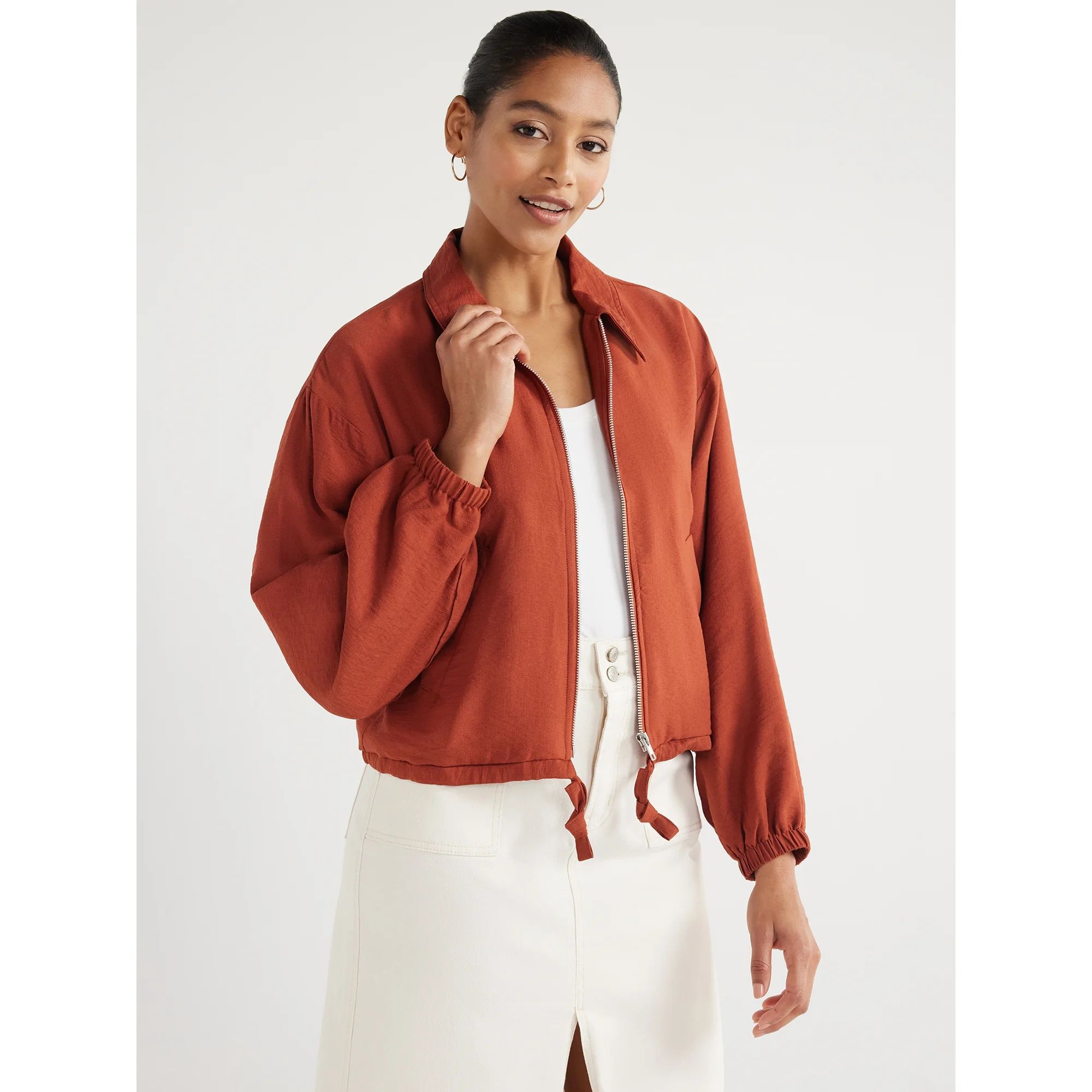 Scoop Women's Full Zip Texture Jacket, Sizes XS-XXL | Walmart (US)