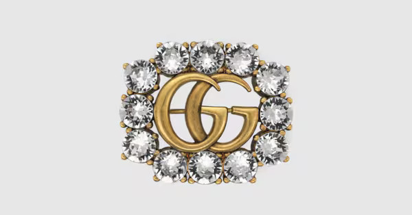 Gucci Metal Double G brooch with crystals | Gucci (US)