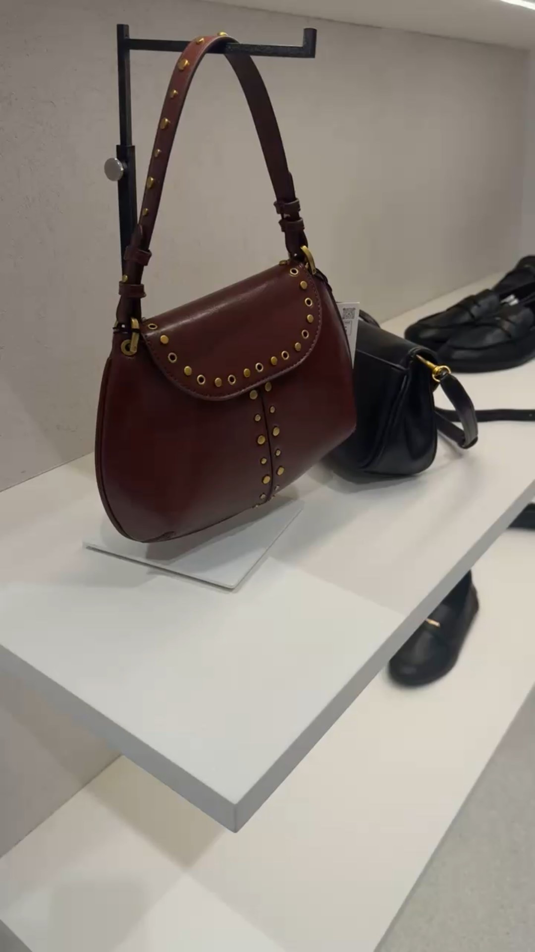 Burgundy, gold studded mini shoulder bag!!