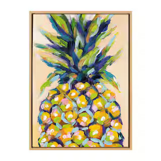 Kate and Laurel Sylvie "Pineapple Study No 2" by Rachel Christopoulos Food Framed Canvas Wall Art... | The Home Depot