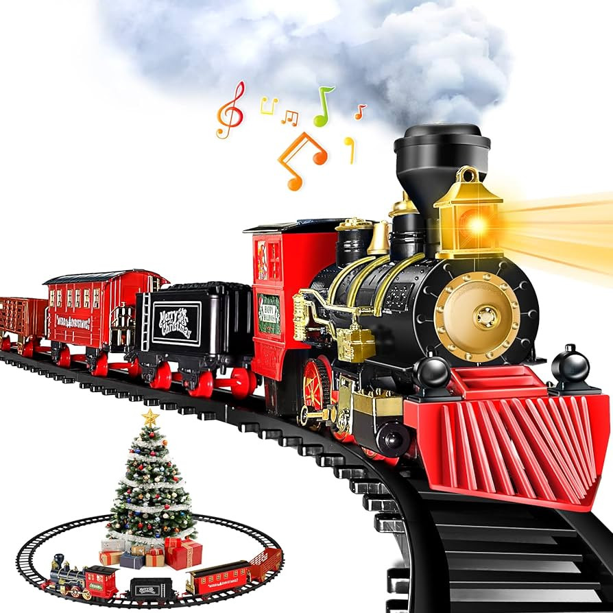 Gloween Christmas Train Sets for Under The Tree, Electric Train Toy with Steam, Light & Sound, Gr... | Amazon (US)
