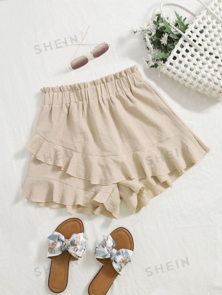 SHEIN WYWH Shorts mit Papiertasche-Taille, Rüschen | SHEIN