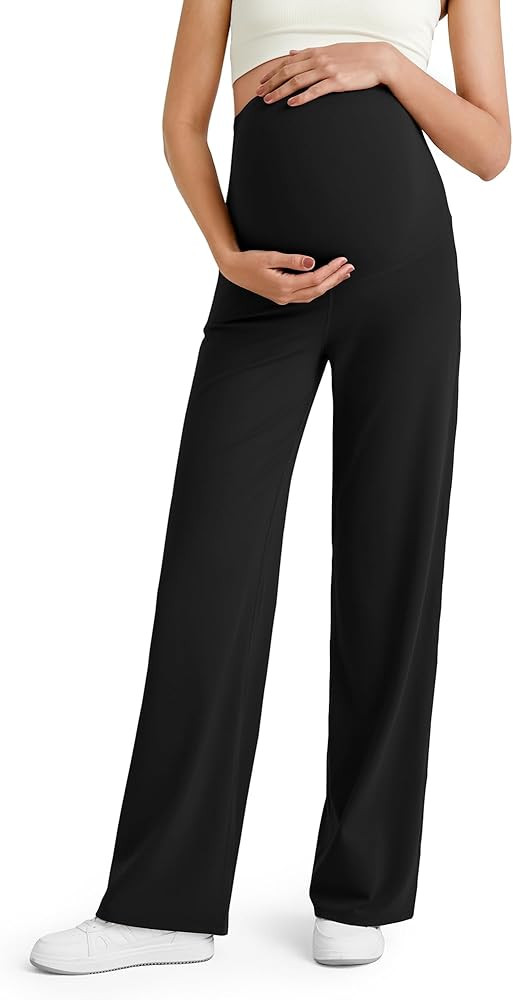 G4Free BareFeel Maternity Dress Yoga Pants Over The Belly Stretchy Work Slack Pregnancy Wide Leg ... | Amazon (US)