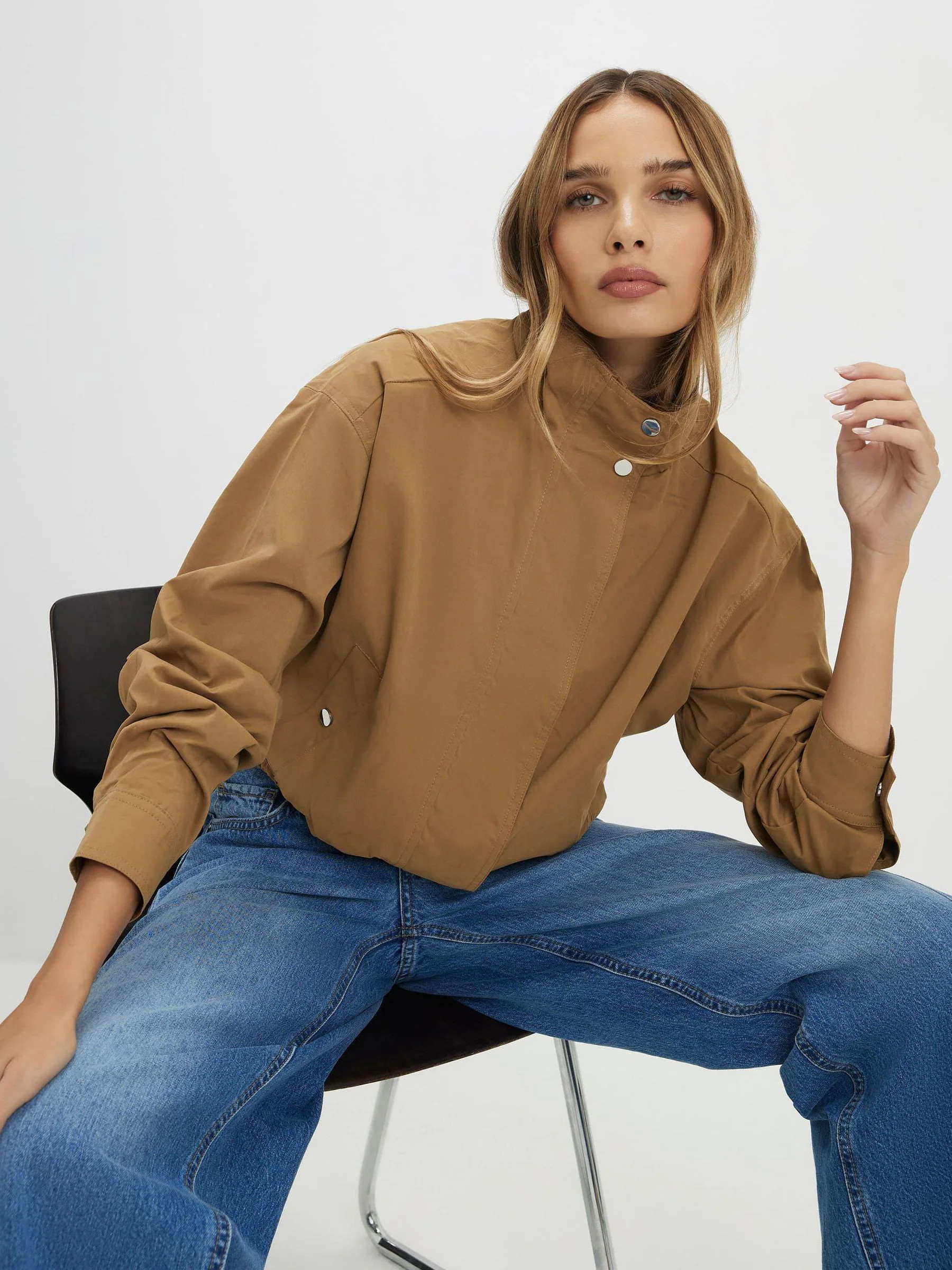 River Island River Island Brown Funnel Neck Bomber Jacket | Next US