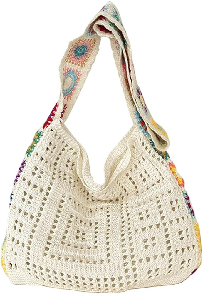 Women Knitted Shoulder Bag Crochet Tote Bag Large Capacity Fashionable Handbag Weaving Crossbody ... | Amazon (US)