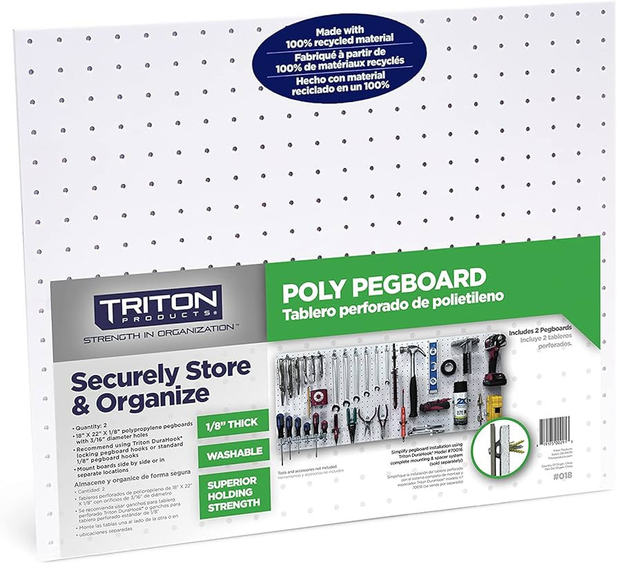 Triton Products Polypropylene Pegboards, 22" x 18" x 1/8", White (Set of 2) - Garage Storage and ... | Amazon (US)