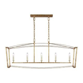 Feiss Thayer 5-Light Antique Gild Transitional Linear Hanging Island Chandelier F3326/5ADB - The ... | The Home Depot