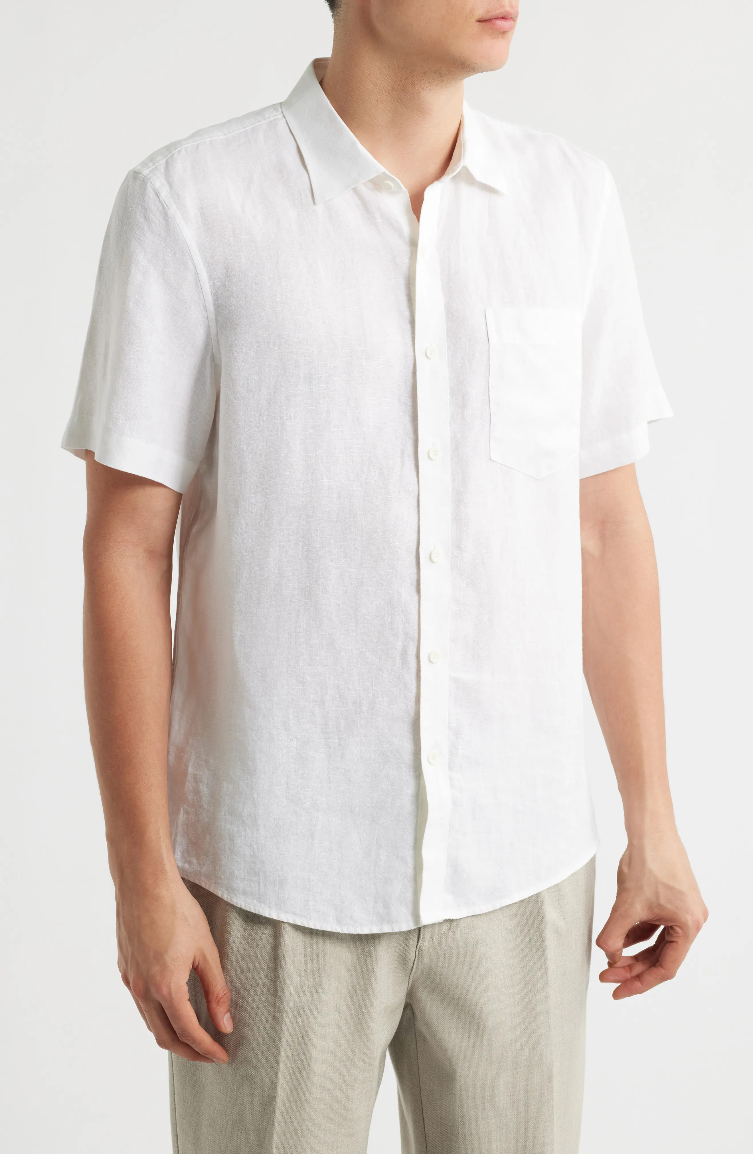 Solid Short Sleeve Linen Button-Up Shirt (Men) | Nordstrom | Nordstrom
