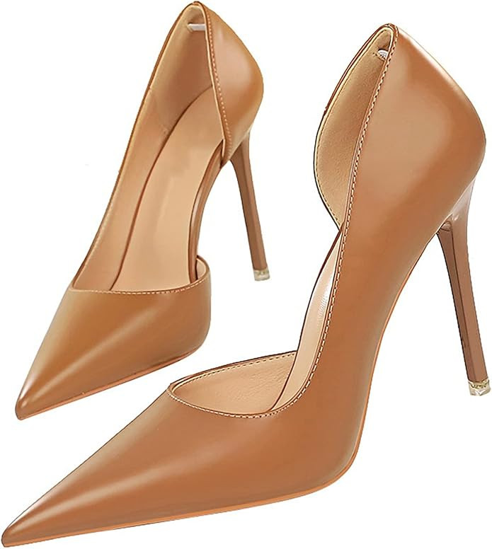 Women's Stiletto High Heels Pointed Toe D'Orsay Heeled Pumps Slip On Wedding Office Dress Pumps S... | Amazon (US)