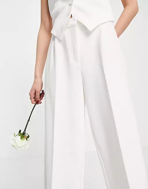 Y.A.S exclusive Bridal wide leg trouser co-ord in white | ASOS (Global)