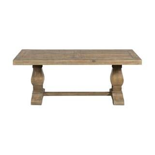 Napa 50 in. Reclaimed Natural Large Rectangle Wood Coffee Table with Pedestal Base | The Home Depot