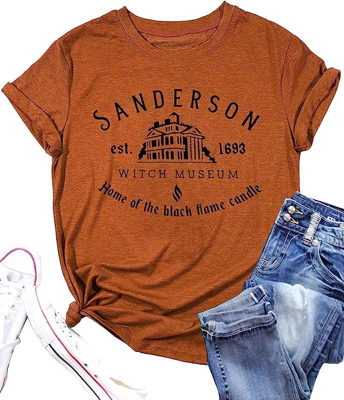 Halloween T Shirt Women Sanderson Letter Print Graphic T-Shirt Hocus Pocus Tees Tops | Amazon (US)