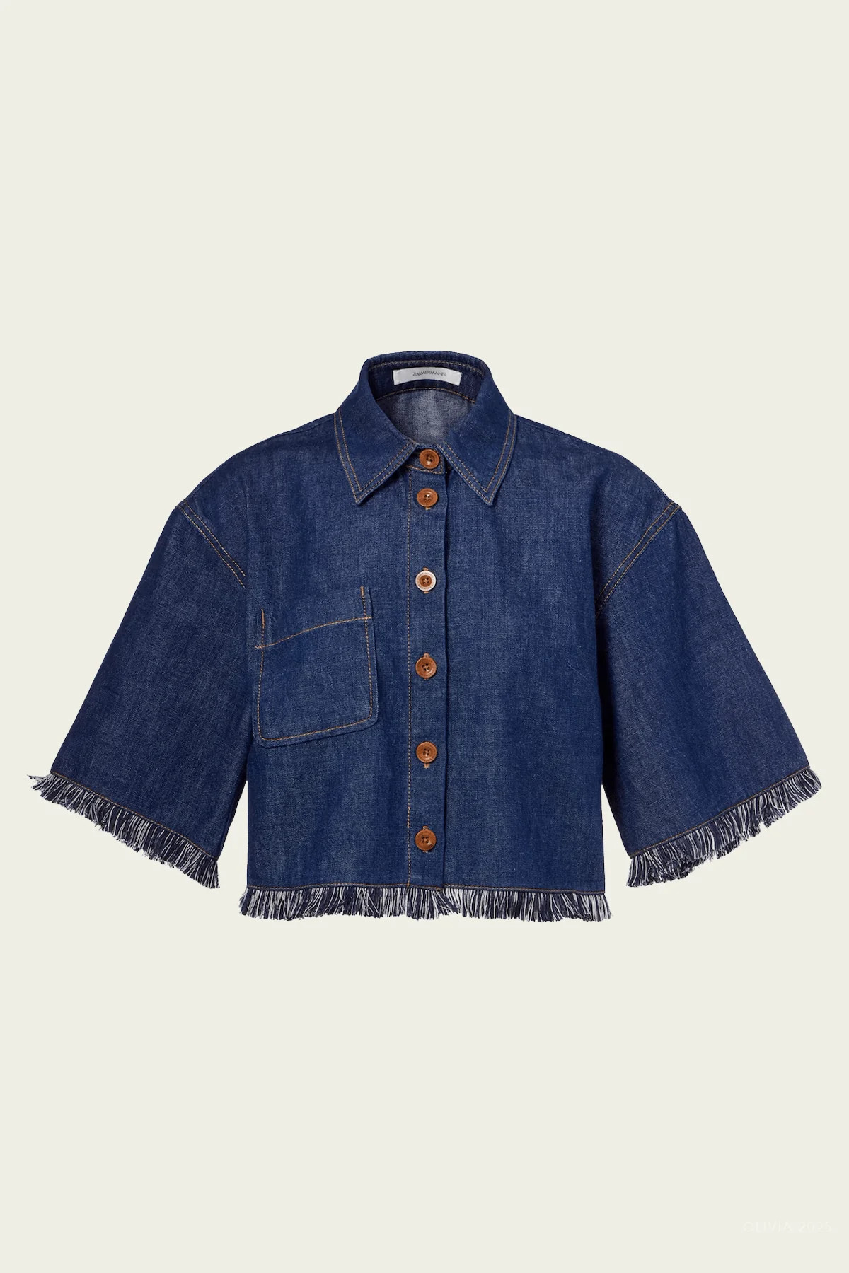 Rhiannon Fringe Denim Shirt in Atlantic - 1 | Shop Olivia