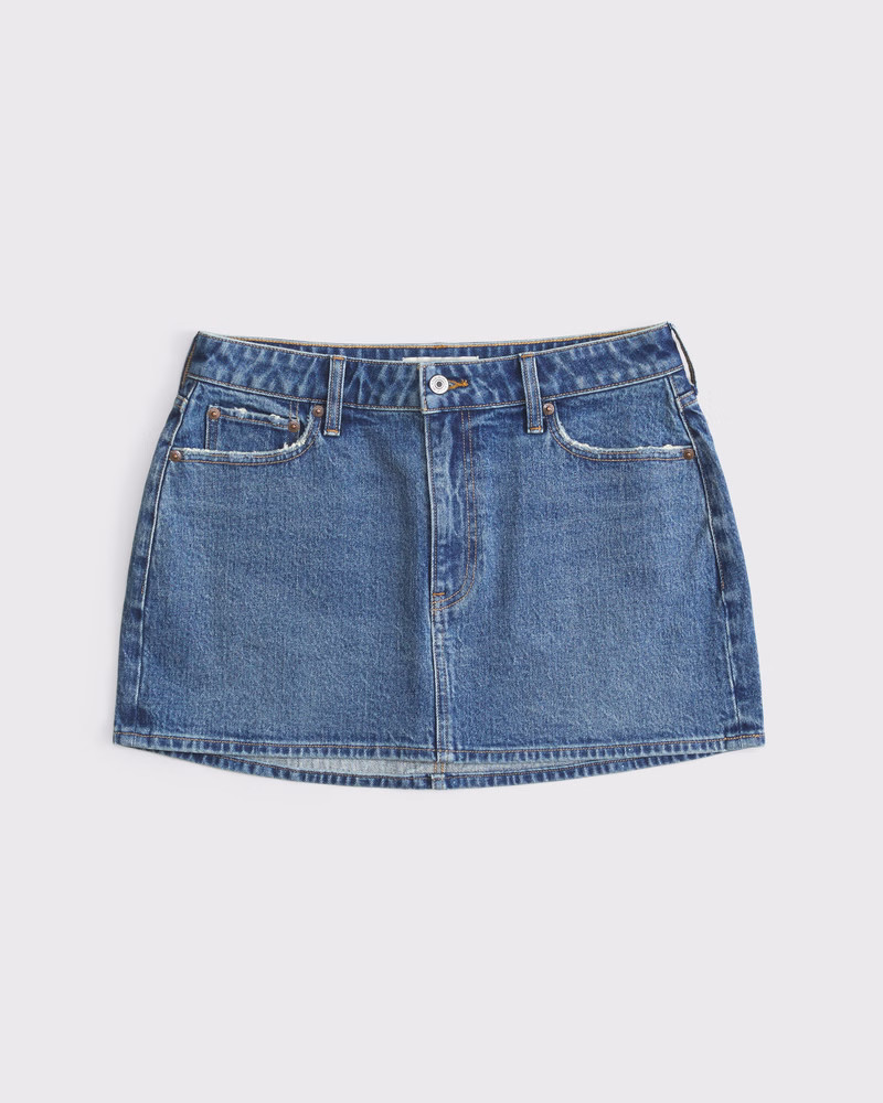 Curve Love Mid Rise Denim Mini Skirt | Abercrombie & Fitch (US)