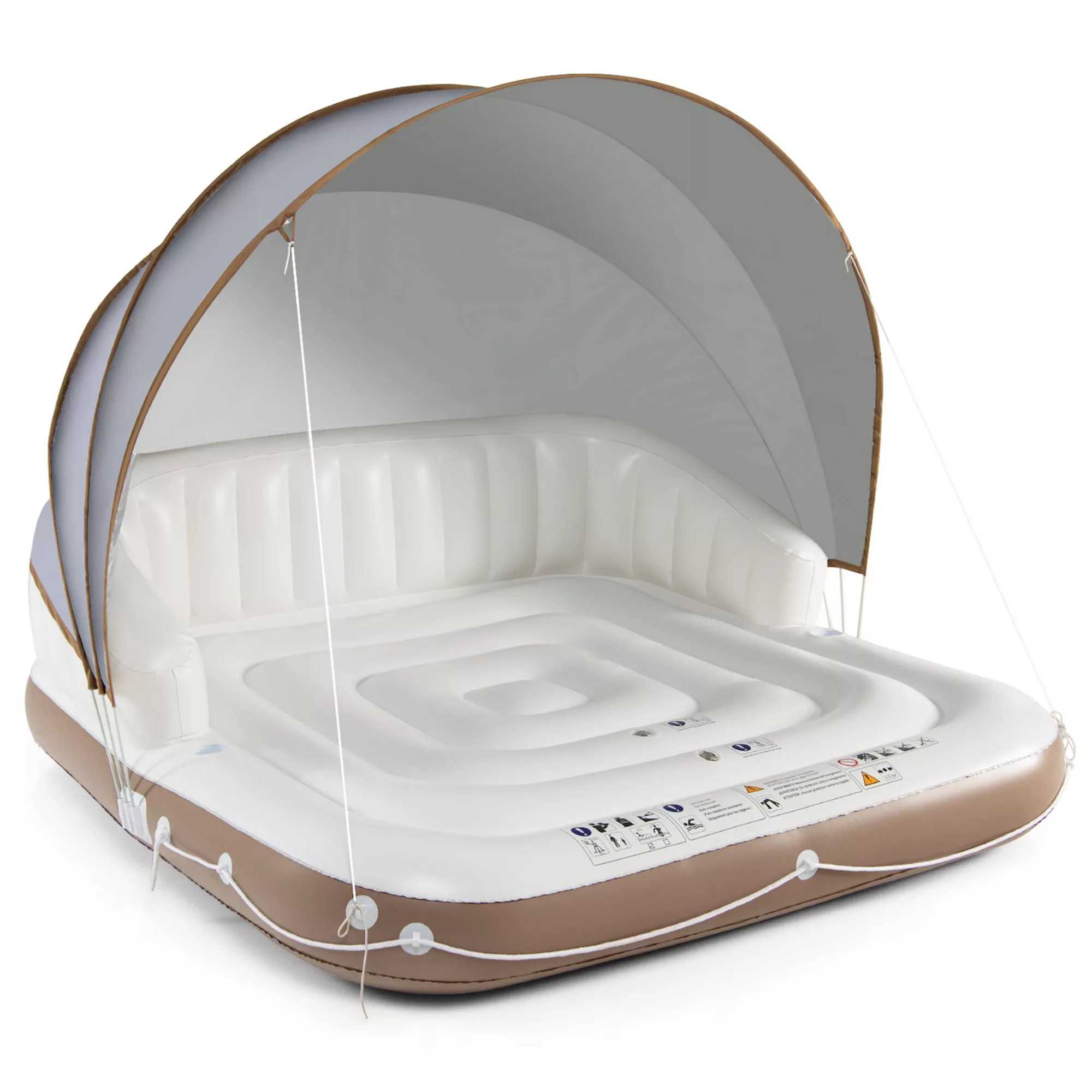 Inflatable Pool Float Lounge Raft with Canopy and Cup Holders | Kohl's