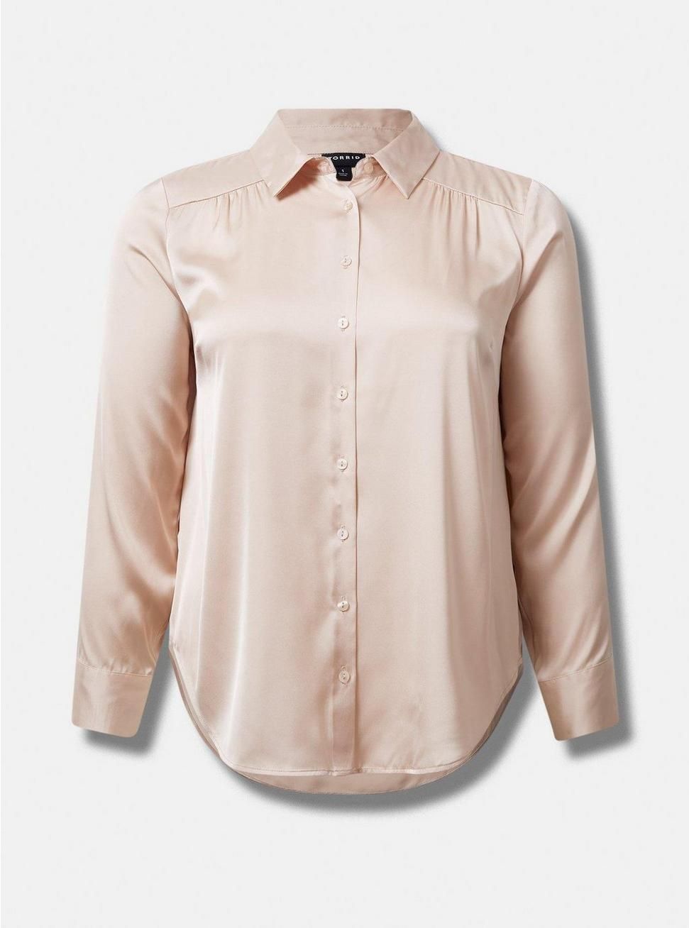 Madison Satin Button-Up Long Sleeve Shirt | Torrid (US & Canada)