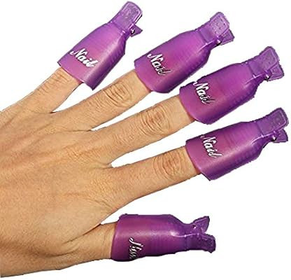 HIGHROCK 10Pcs Acrylic Nail Art Polish Remover Wrap Cleaner Superior Clip Caps (Purple) | Amazon (US)