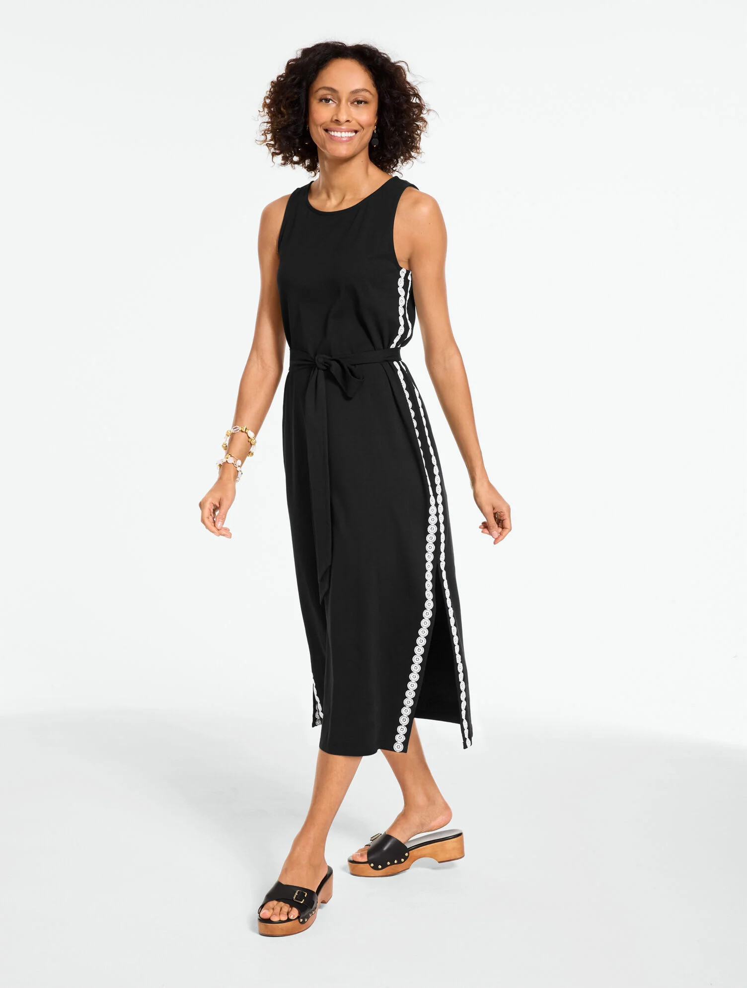 Embroidered Jersey Knit Midi Dress | Talbots
