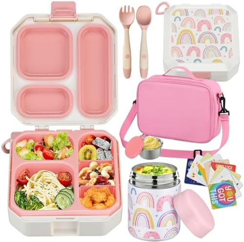 wiwens Bento Lunch Box for Kids with 12oz Soup Thermo Leak-Proof Lunch Food Container with 5 Comp... | Amazon (US)