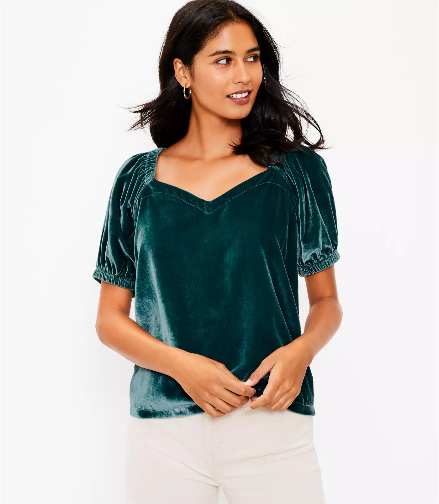 Velvet Puff Sleeve Top | LOFT | LOFT