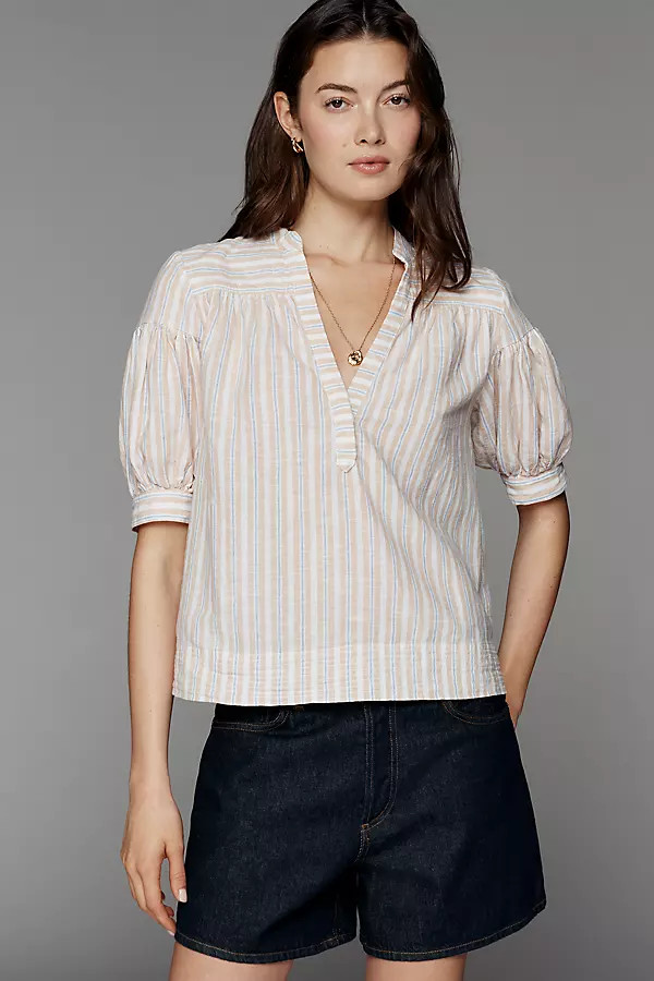 The Darcey Popover Swing Top: Linen Cotton Edition | Anthropologie (US)